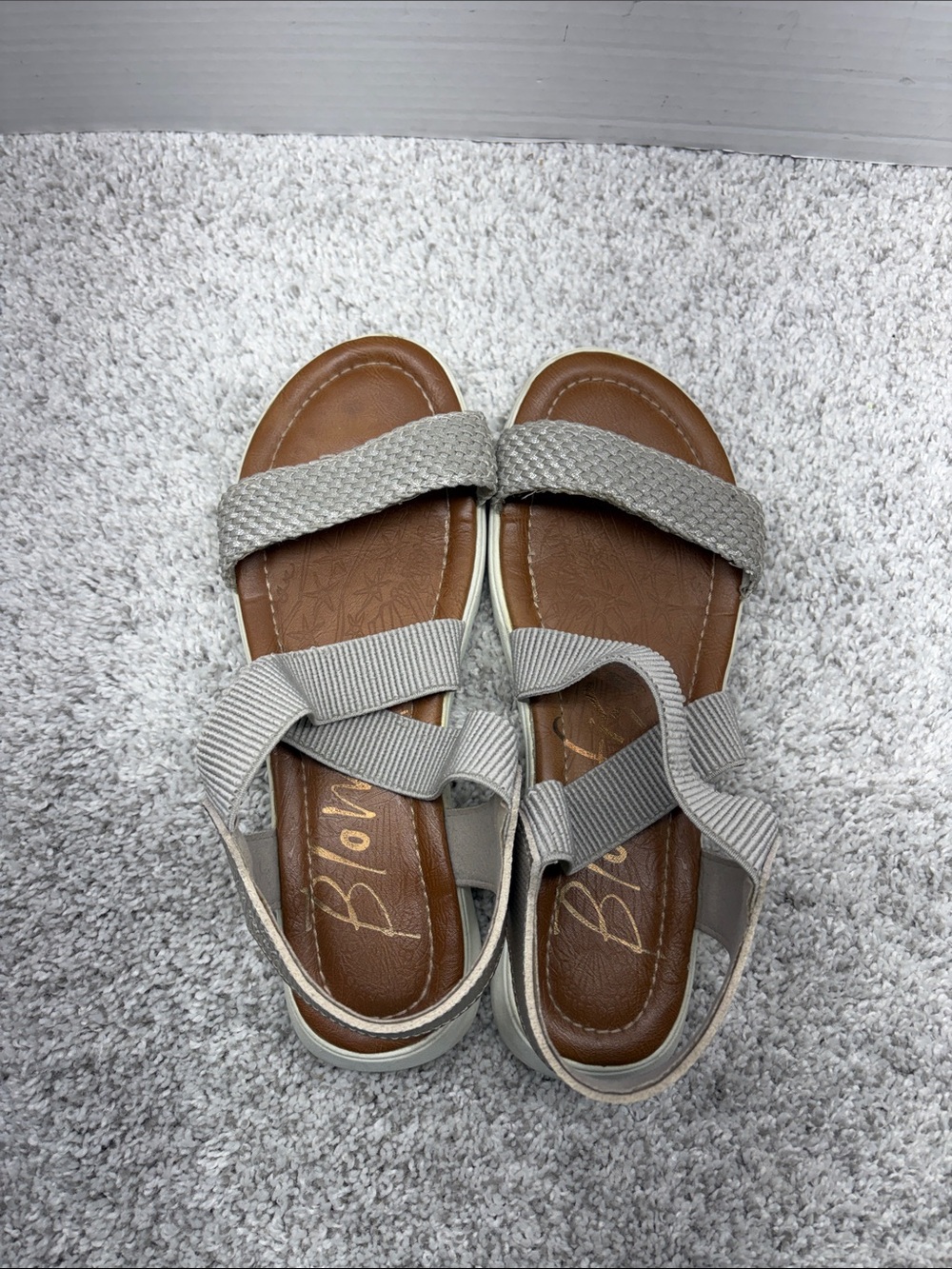 Blowfish Gray and Brown Strappy Sandals